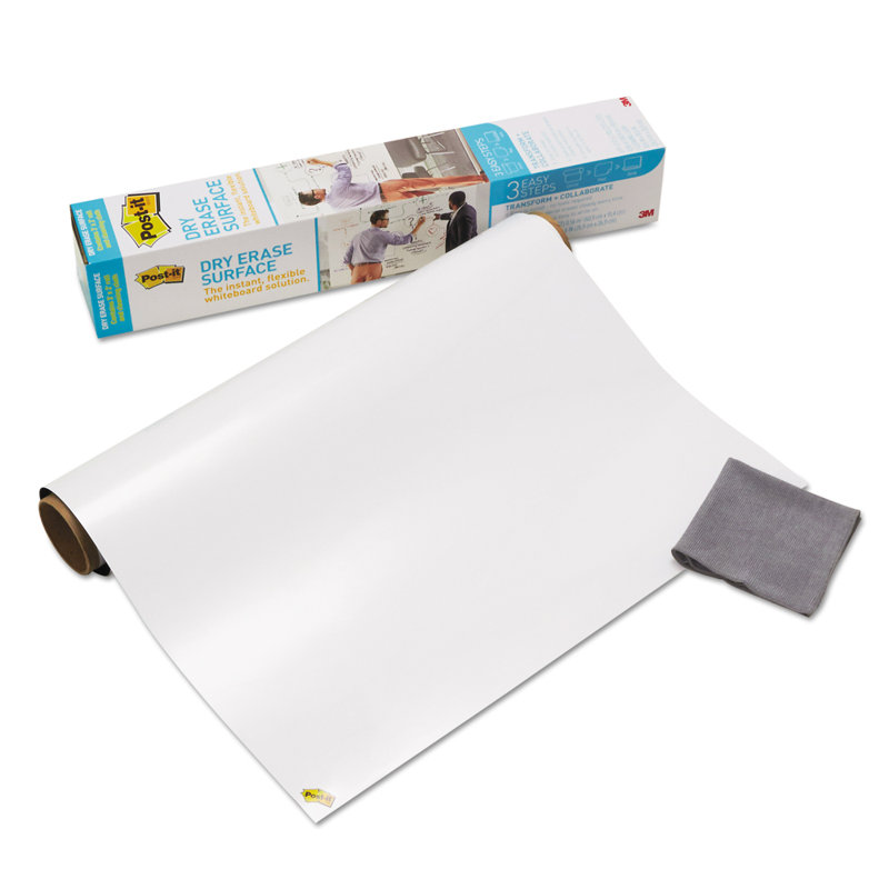 Postit® Dry Erase Surface with Adhesive Backing Wall Mounted